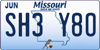 MO license plate SH3Y8O