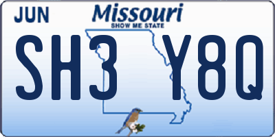 MO license plate SH3Y8Q
