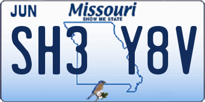 MO license plate SH3Y8V