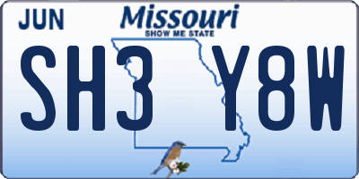 MO license plate SH3Y8W