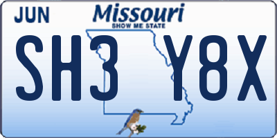 MO license plate SH3Y8X