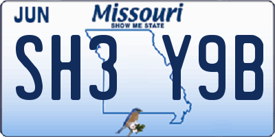 MO license plate SH3Y9B