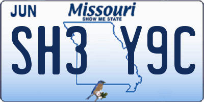 MO license plate SH3Y9C