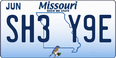 MO license plate SH3Y9E