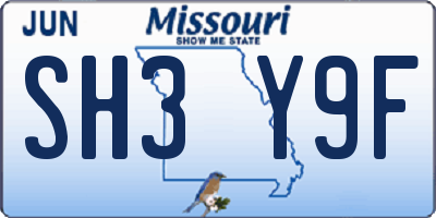MO license plate SH3Y9F