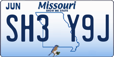 MO license plate SH3Y9J