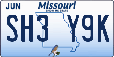 MO license plate SH3Y9K