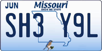 MO license plate SH3Y9L