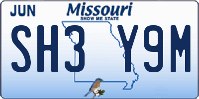MO license plate SH3Y9M