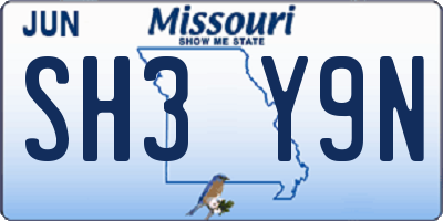 MO license plate SH3Y9N