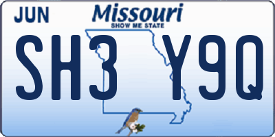 MO license plate SH3Y9Q