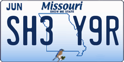 MO license plate SH3Y9R