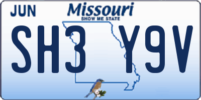 MO license plate SH3Y9V