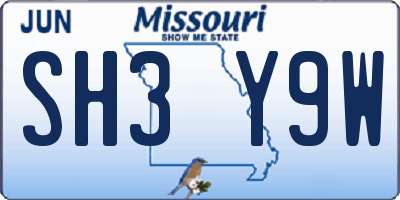 MO license plate SH3Y9W