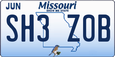 MO license plate SH3Z0B