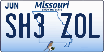 MO license plate SH3Z0L