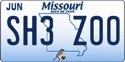 MO license plate SH3Z0O