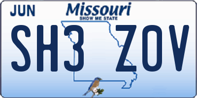MO license plate SH3Z0V