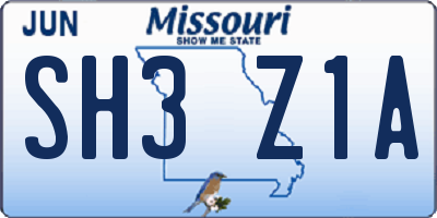 MO license plate SH3Z1A