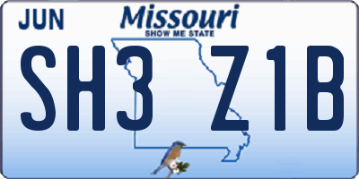 MO license plate SH3Z1B