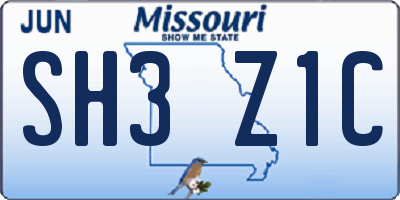 MO license plate SH3Z1C