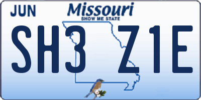 MO license plate SH3Z1E
