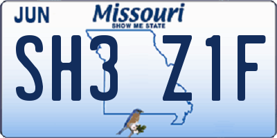 MO license plate SH3Z1F