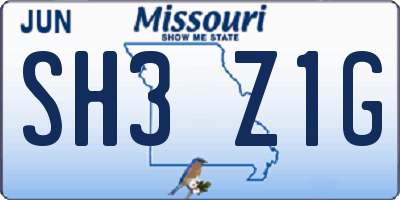 MO license plate SH3Z1G
