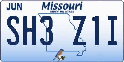 MO license plate SH3Z1I