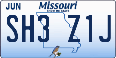 MO license plate SH3Z1J