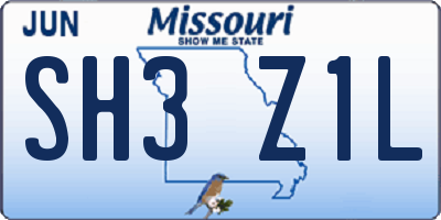 MO license plate SH3Z1L