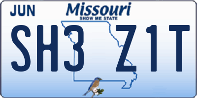 MO license plate SH3Z1T