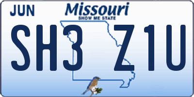 MO license plate SH3Z1U