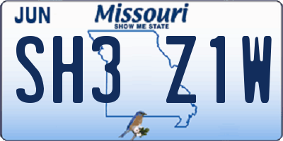 MO license plate SH3Z1W