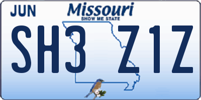 MO license plate SH3Z1Z