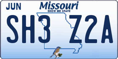 MO license plate SH3Z2A