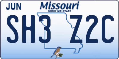 MO license plate SH3Z2C