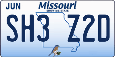MO license plate SH3Z2D