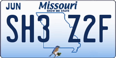 MO license plate SH3Z2F