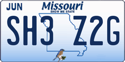 MO license plate SH3Z2G