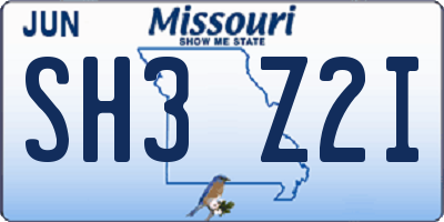 MO license plate SH3Z2I