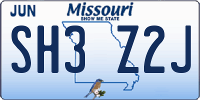 MO license plate SH3Z2J