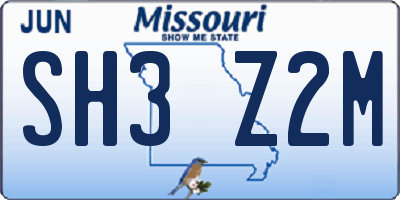 MO license plate SH3Z2M