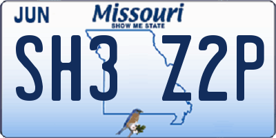 MO license plate SH3Z2P