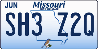 MO license plate SH3Z2Q