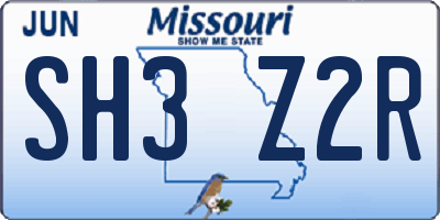MO license plate SH3Z2R