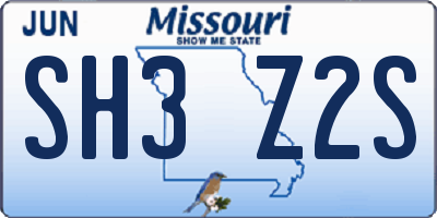 MO license plate SH3Z2S
