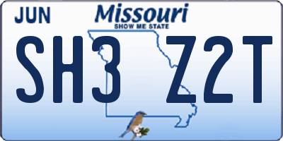 MO license plate SH3Z2T