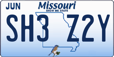 MO license plate SH3Z2Y