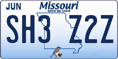 MO license plate SH3Z2Z